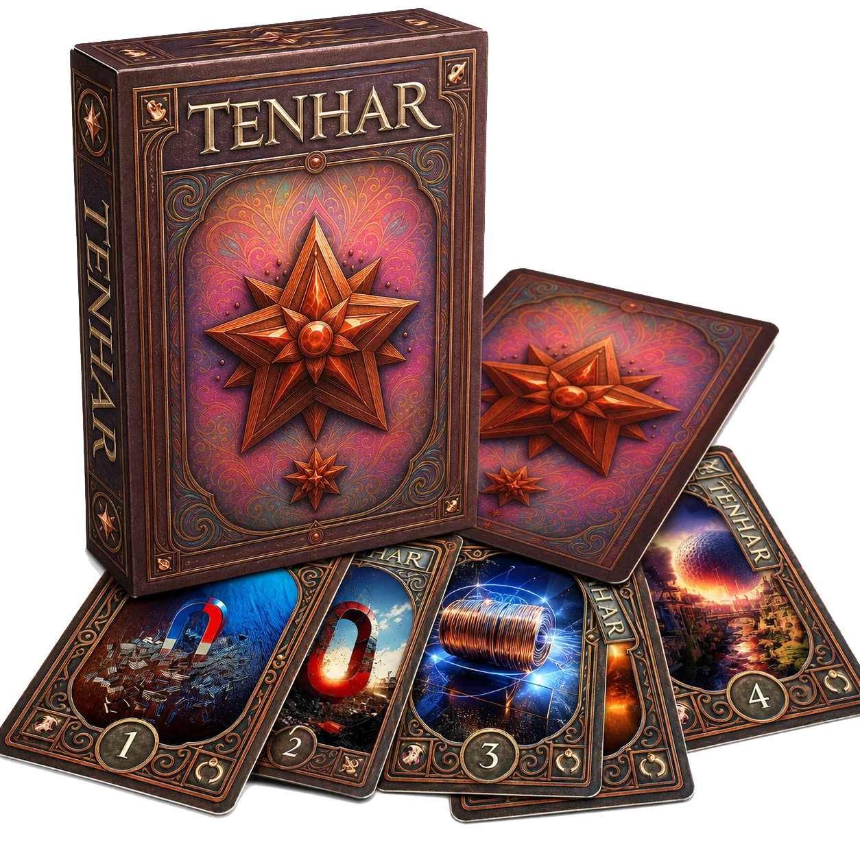 Confezione del mazzo Tenhar con carte aperte